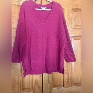 Terra & Sky V-Neck Sweater - Deep Pink